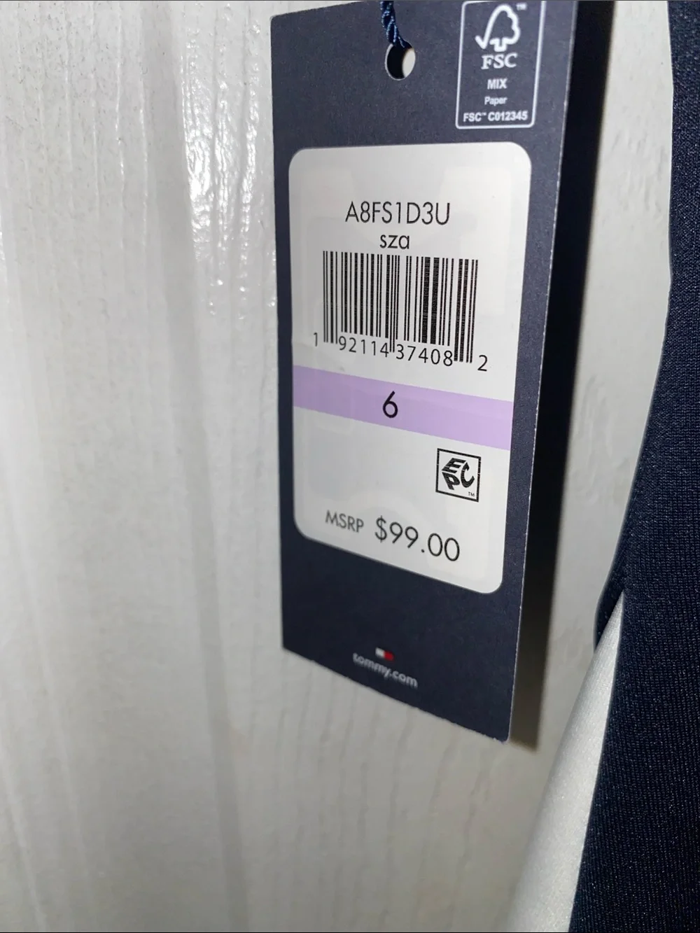 Tommy Hilfiger Navy and White Asymmetric